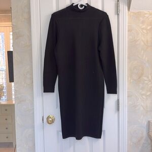 St. John Separates Luxury Brand Black Knit Long-sleeve Dress.EUC